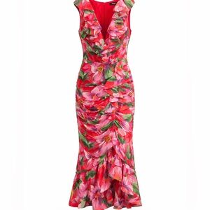 Kensie Red Floral Hi-Low Maxi Dress | Sleeveless Ruffle Detail | NWT | Size 6